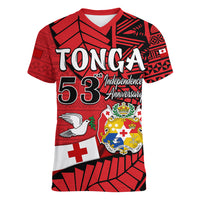 Tonga Emancipation Day Women V Neck T Shirt Happy 53rd Independence Anniversary LT9 - Polynesian Pride