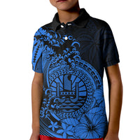 Polynesian Tahiti Island Kid Polo Shirt The Wave of Water - Blue LT9 Kid Blue - Polynesian Pride