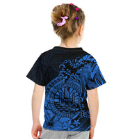Polynesian Tahiti Island Kid T Shirt The Wave of Water - Blue LT9 - Polynesian Pride