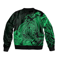 Polynesian Tahiti Island Bomber Jacket The Wave of Water - Green LT9 - Polynesian Pride