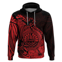 Polynesian Tahiti Island Hoodie The Wave of Water Red LT9 - Polynesian Pride