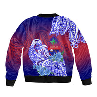 Guam Sleeve Zip Bomber Jacket Polynesian Floral Tribal LT9 - Polynesian Pride
