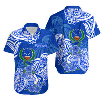 FSM Pohnpei State Hawaiian Shirt Polynesian Floral Tribal LT9 Blue - Polynesian Pride