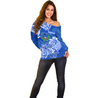 FSM Pohnpei State Off Shoulder Sweater Polynesian Floral Tribal LT9 - Polynesian Pride