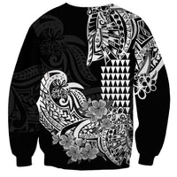 Hawaii Kakau Sweatshirt Polynesian Floral Tribal Black Version LT9 - Polynesian Pride