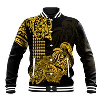 Hawaii Kakau Baseball Jacket Polynesian Floral Tribal Gold Version LT9 Unisex Gold - Polynesian Pride