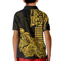 Hawaii Kakau Kid Polo Shirt Polynesian Floral Tribal Gold Version LT9 - Polynesian Pride