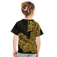 Hawaii Kakau Kid T Shirt Polynesian Floral Tribal Gold Version LT9 - Polynesian Pride