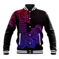 Hawaii Kakau Baseball Jacket Polynesian Floral Tribal Gradient Version LT9 Unisex Gradient - Polynesian Pride