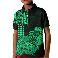 Hawaii Kakau Kid Polo Shirt Polynesian Floral Tribal Green Version LT9 Kid Green - Polynesian Pride