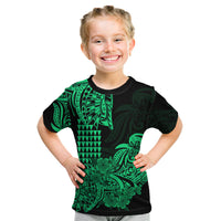 Hawaii Kakau Kid T Shirt Polynesian Floral Tribal Green Version LT9 Green - Polynesian Pride