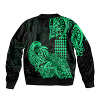 Hawaii Kakau Sleeve Zip Bomber Jacket Polynesian Floral Tribal Green Version LT9 - Polynesian Pride