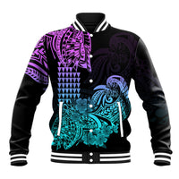 Hawaii Kakau Baseball Jacket Polynesian Floral Tribal Heliotrope Version LT9 Unisex Heliotrope - Polynesian Pride