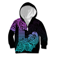 Hawaii Kakau Kid Hoodie Polynesian Floral Tribal Heliotrope Version LT9 - Polynesian Pride