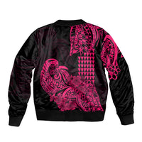Hawaii Kakau Bomber Jacket Polynesian Floral Tribal Pink Version LT9 - Polynesian Pride