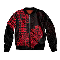 Hawaii Kakau Bomber Jacket Polynesian Floral Tribal Red Version LT9 Unisex Red - Polynesian Pride