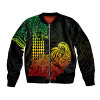 Hawaii Kakau Bomber Jacket Polynesian Floral Tribal Reggae Version LT9 Unisex Reggae - Polynesian Pride