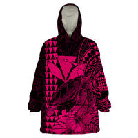 (Custom Personalised) Kakau Polynesian Tribal Hawaiian Turtle with Kanaka Maoli Pink Wearable Blanket Hoodie LT9 Unisex One Size - Polynesian Pride