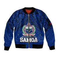 (Custom Personalised) Polynesian Independent State of Samoa Blue Sleeve Zip Bomber Jacket LT9 Unisex Blue - Polynesian Pride