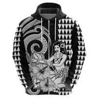 Aloha Hula Girl Hawaiian Tribal and Simple Kakau Hoodie LT9 - Polynesian Pride