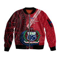 (Custom Personalised) Samoa Sleeve Zip Bomber Jacket Happy Independence Day Samoan Red Pattern LT14 Unisex Red - Polynesian Pride