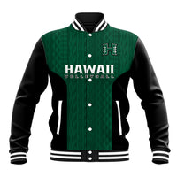 Hawaii Volleyball Baseball Jacket Hawaiian Kakau Green Style LT14 Unisex Green - Polynesian Pride