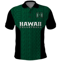 Hawaii Volleyball Polo Shirt Hawaiian Kakau Green Style LT14 Green - Polynesian Pride