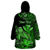 (Custom Personalised) Hawaii Monk Seal Wearable Blanket Hoodie Polynesian Kakau With Kanaka Green LT14 - Polynesian Pride