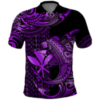 Custom Hawaii Hammerhead Shark Polo Shirt Polynesian Kakau With Kanaka Purple LT14 Purple - Polynesian Pride