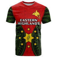 Papua New Guinea T Shirt Eastern Highlands Province Mix Coat Of Arms Polynesian Art LT14 Red - Polynesian Pride