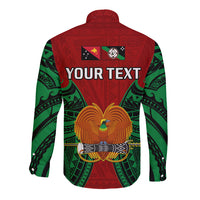 (Custom Personalised) Papua New Guinea Long Sleeve Button Shirt East New Britain Province Mix Coat Of Arms Polynesian Art LT14 - Polynesian Pride