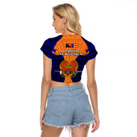 Papua New Guinea Raglan Cropped T Shirt New Ireland Province Mix Coat Of Arms Polynesian Art LT14 - Polynesian Pride