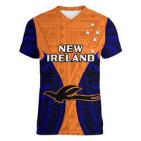 Papua New Guinea Women V Neck T Shirt New Ireland Province Mix Coat Of Arms Polynesian Art LT14 - Polynesian Pride