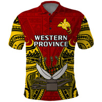 Papua New Guinea Polo Shirt Western Province Mix Coat Of Arms Polynesian Art LT14 Red - Polynesian Pride