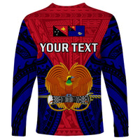 (Custom Personalised) Papua New Guinea Long Sleeve Shirt West New Britain Province Mix Coat Of Arms Polynesian Art LT14 - Polynesian Pride