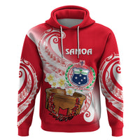 Custom Samoa Hoodie Ula Fala Kava Bowl Plumeria Polynesian Red LT14 - Polynesian Pride