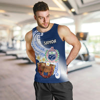 (Custom Personalised) Samoa Men Tank Top Ula Fala Kava Bowl Plumeria Polynesian Blue LT14 - Polynesian Pride