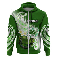 Custom Samoa Hoodie Ula Fala Kava Bowl Plumeria Polynesian Green LT14 - Polynesian Pride