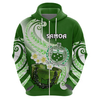 Custom Samoa Hoodie Ula Fala Kava Bowl Plumeria Polynesian Green LT14 - Polynesian Pride