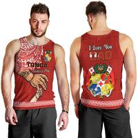 Tonga Fathers Day Men Tank Top Red Tongan Ngatu I Love You Dad LT14 - Polynesian Pride