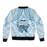 Fiji Tanoa Bomber Jacket Kava Bowl Fijian Tapa Blue Pattern LT14 - Polynesian Pride