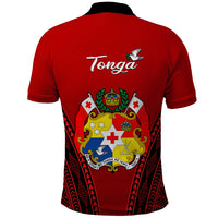 Tonga Heilala Flowers Polo Shirt Tongan Ngatu Black Special Verison LT14 - Polynesian Pride