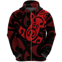 Maori Red Mangopare Zip Hoodie Unisex Red - Polynesian Pride