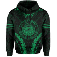 Polynesian Kakau Seal of Hawaii Hoodie Sport Style Version 2.0 Green - Polynesian Pride