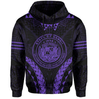 Polynesian Kakau Seal of Hawaii Hoodie Sport Style Version 2.0 Purple - Polynesian Pride