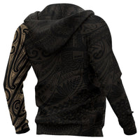 New Zealand Hoodie, Maori Lion Tattoo Pullover Hoodie Gold - Polynesian Pride
