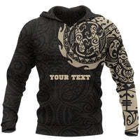 Maori Tangaroa Tattoo New Zealand Custom Hoodie Tan Unisex Black - Polynesian Pride