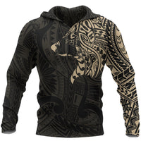 Maori Wolf Hoodie, New Zealand Maori Tattoo Pullover Hoodie Unisex Black - Polynesian Pride