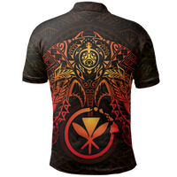 Hawaii Polo Shirt Red Kanaka Maoli Turtle Manta Ray - Polynesian Pride