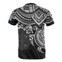 Fiji Polynesian T Shirt Fijian Flag White Turtle Hibiscus - Polynesian Pride